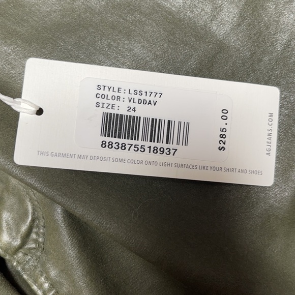 NWT AG Adriano Goldschmied Farrah Skinny Ankle Coated Wax Jeans in Dark Green - Picture 5 of 5